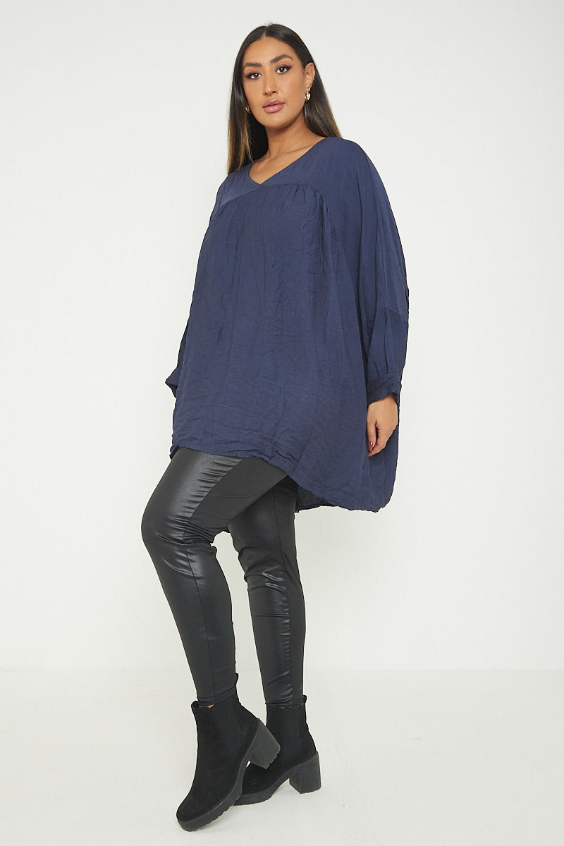 ITALIAN V NECK LONG SLEEVE TUNIC TOP