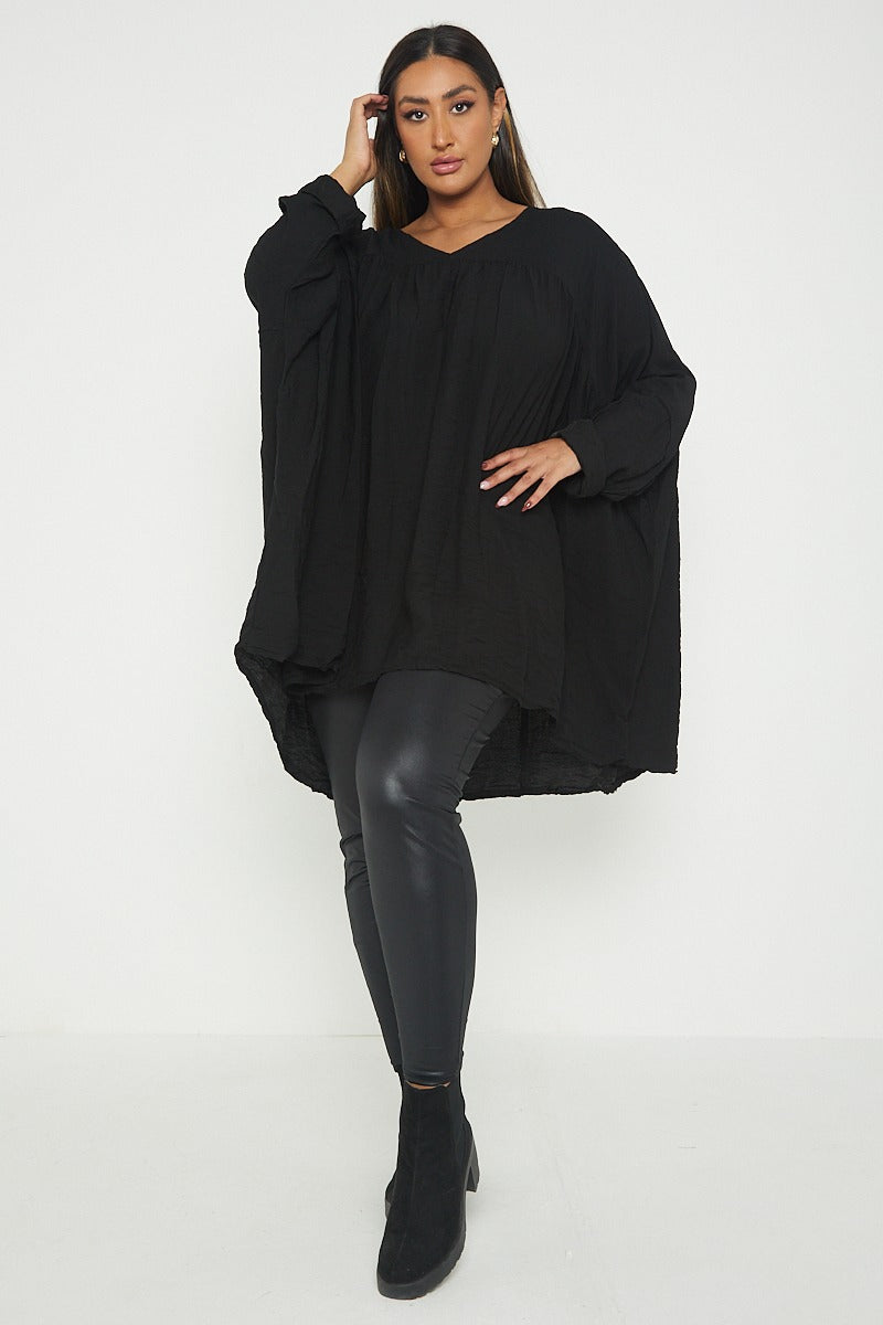 ITALIAN V NECK LONG SLEEVE TUNIC TOP