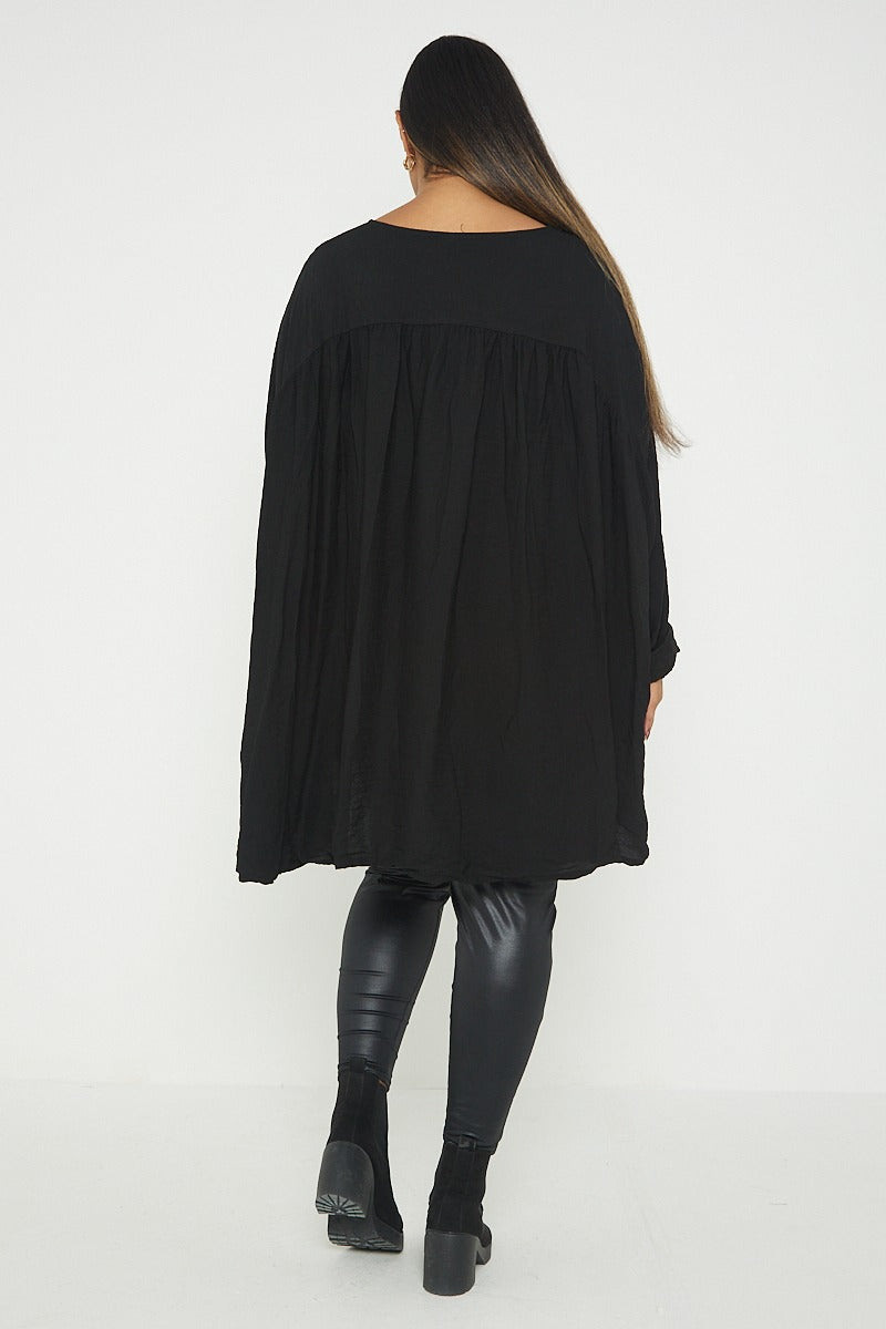 ITALIAN V NECK LONG SLEEVE TUNIC TOP