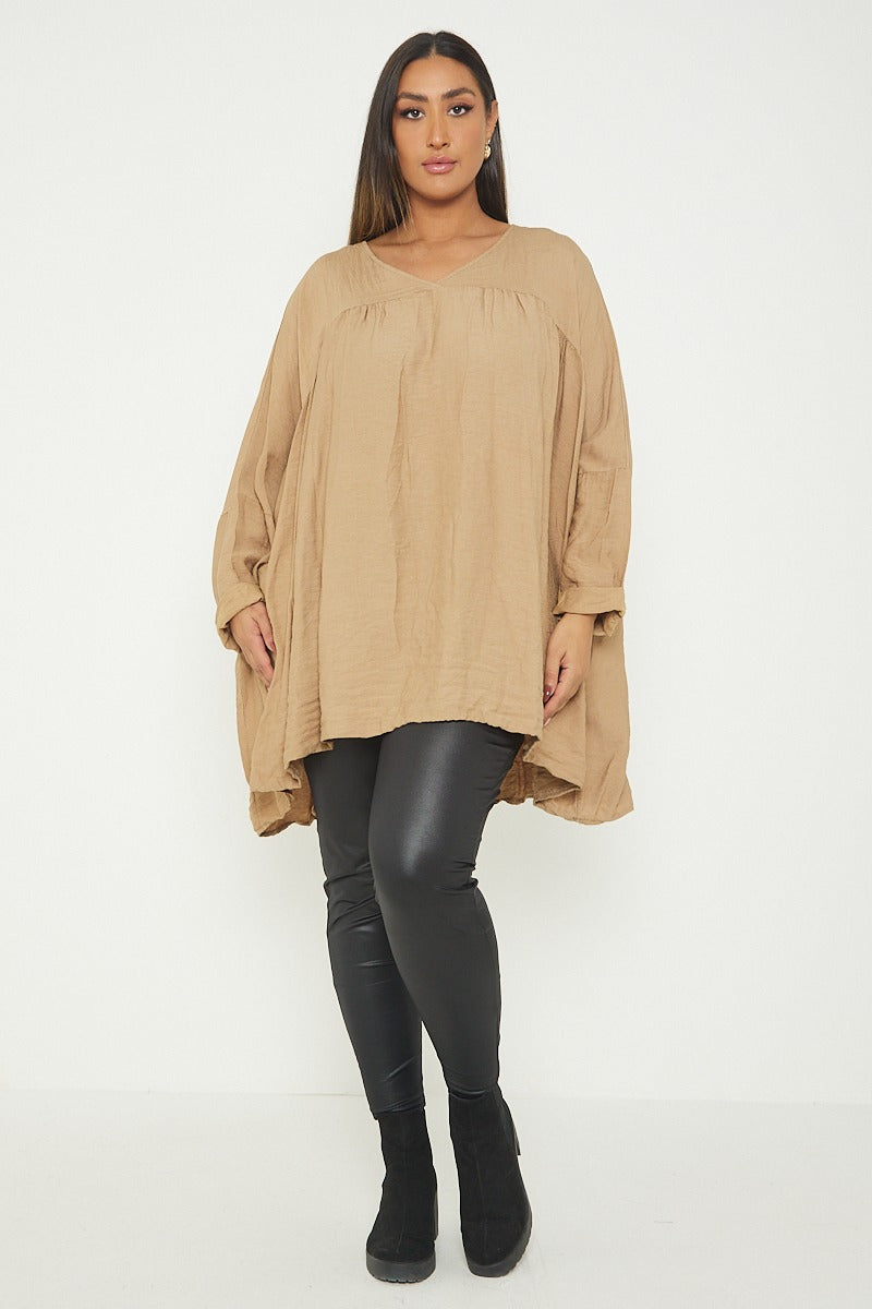 ITALIAN V NECK LONG SLEEVE TUNIC TOP