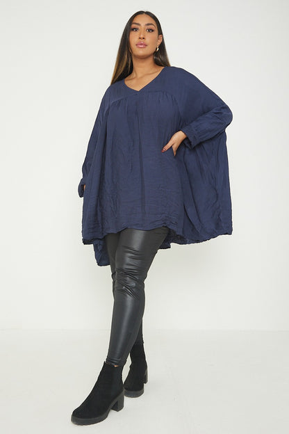 ITALIAN V NECK LONG SLEEVE TUNIC TOP