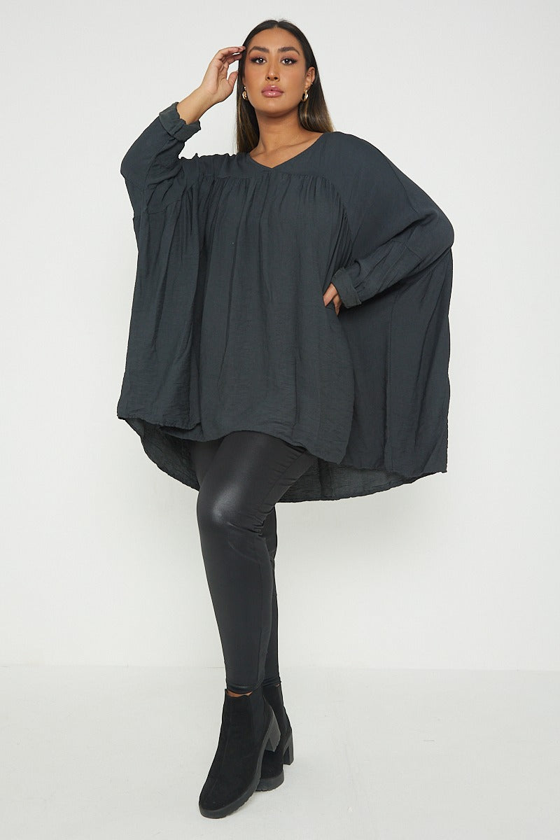 ITALIAN V NECK LONG SLEEVE TUNIC TOP