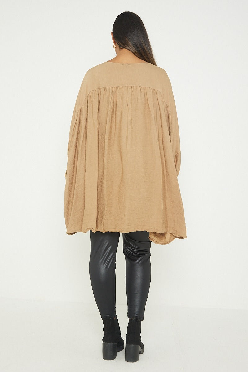 ITALIAN V NECK LONG SLEEVE TUNIC TOP