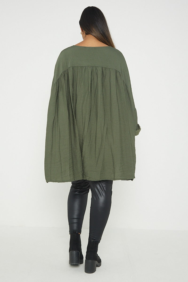 ITALIAN V NECK LONG SLEEVE TUNIC TOP