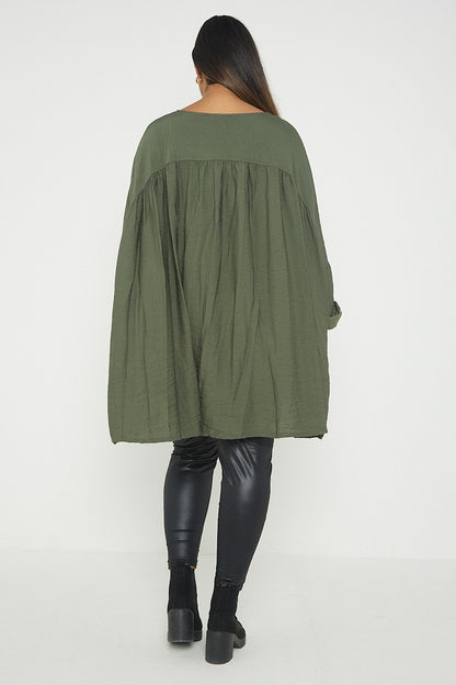 ITALIAN V NECK LONG SLEEVE TUNIC TOP