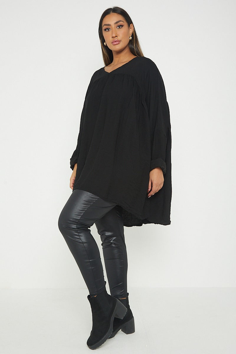 ITALIAN V NECK LONG SLEEVE TUNIC TOP