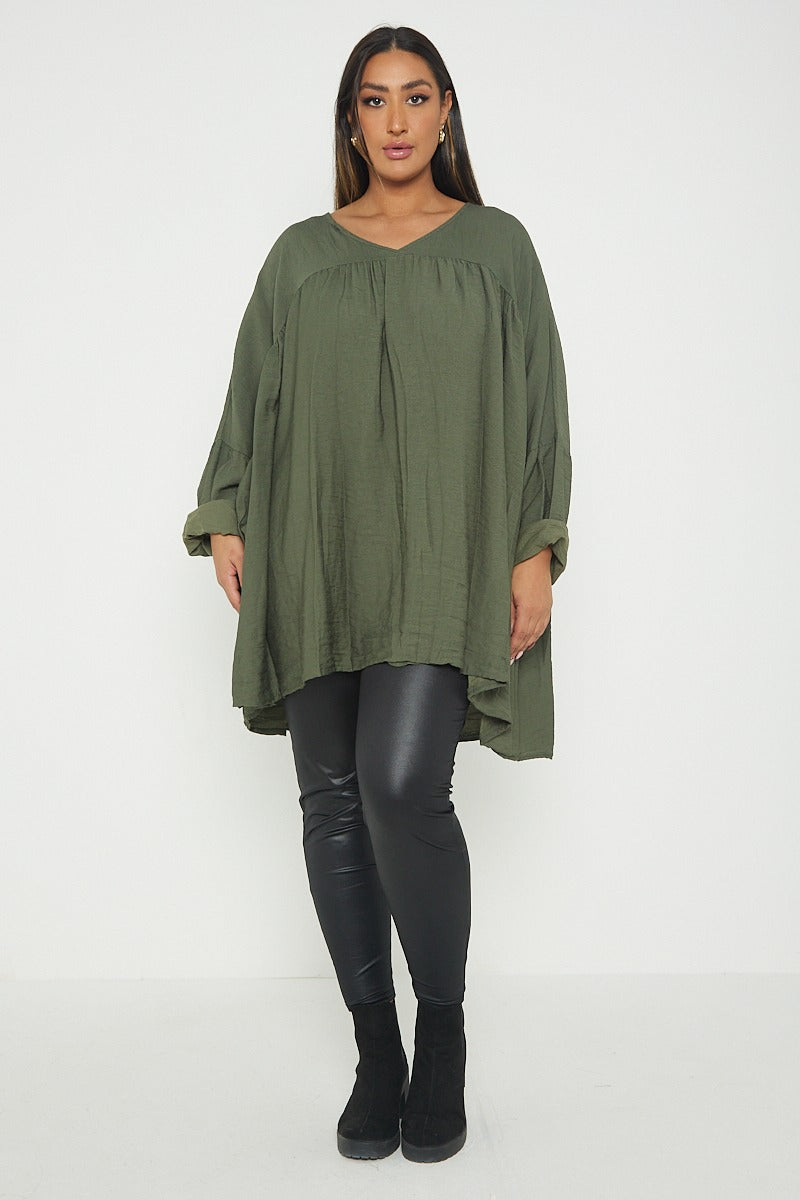 ITALIAN V NECK LONG SLEEVE TUNIC TOP