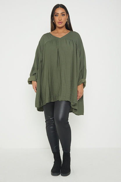 ITALIAN V NECK LONG SLEEVE TUNIC TOP