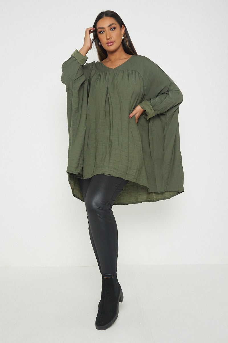ITALIAN V NECK LONG SLEEVE TUNIC TOP