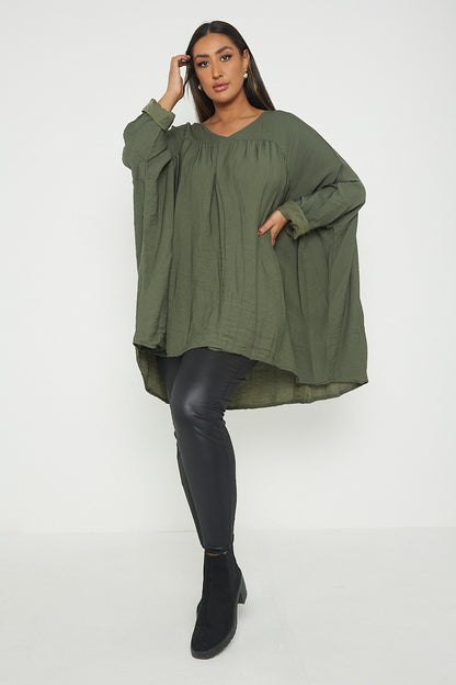 ITALIAN V NECK LONG SLEEVE TUNIC TOP