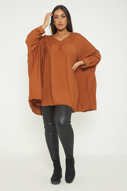 ITALIAN V NECK LONG SLEEVE TUNIC TOP