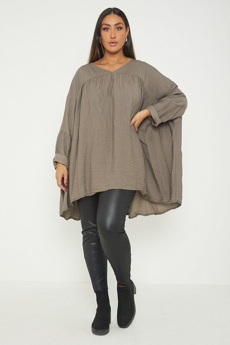 ITALIAN V NECK LONG SLEEVE TUNIC TOP