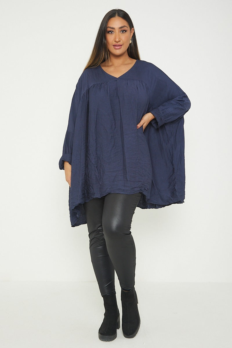 ITALIAN V NECK LONG SLEEVE TUNIC TOP