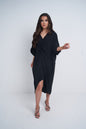 One Size Twist Front Mid Sleeve Midi Tunic Dress