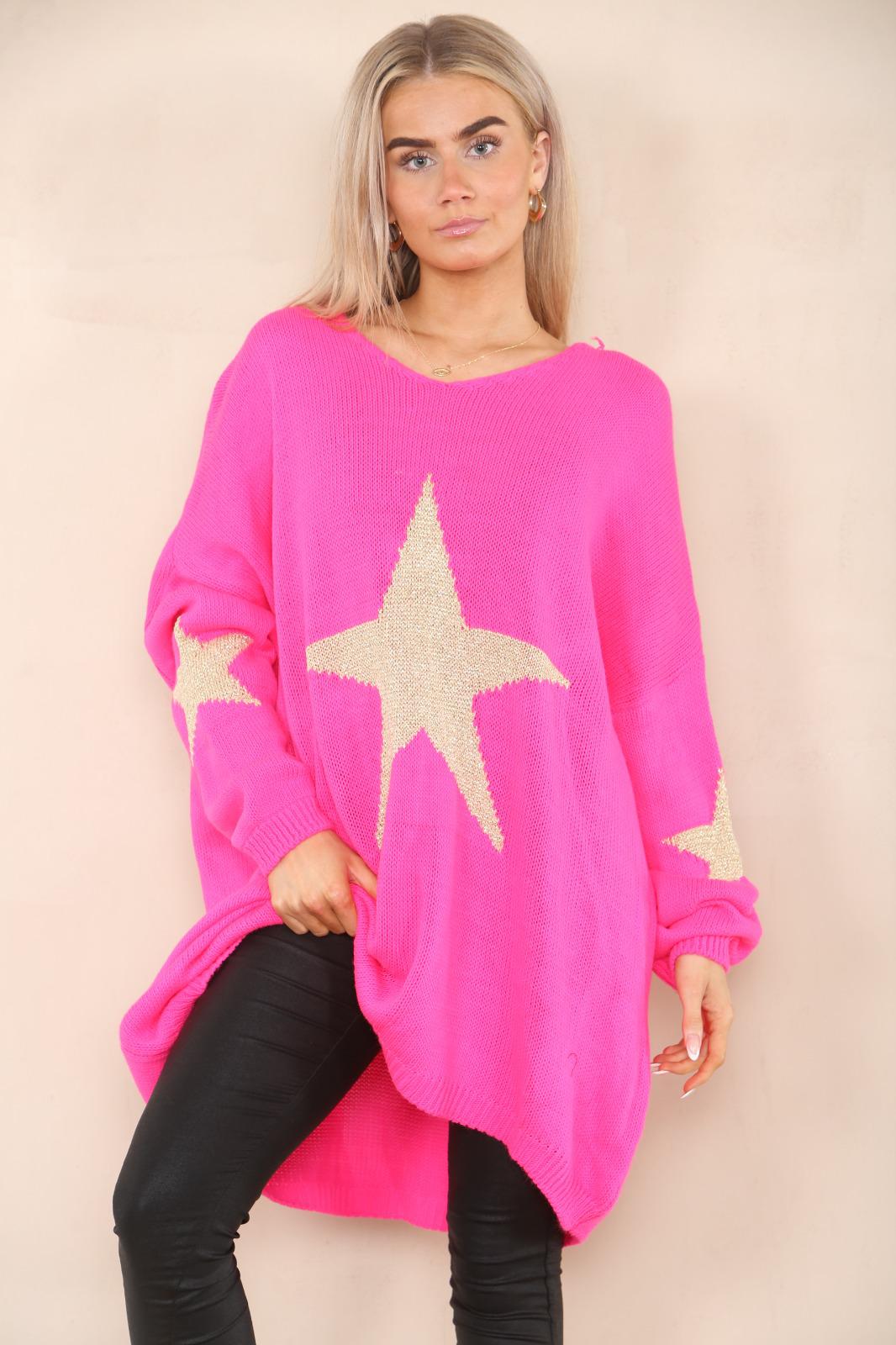 Italian Star Print Baggy Jumper Top