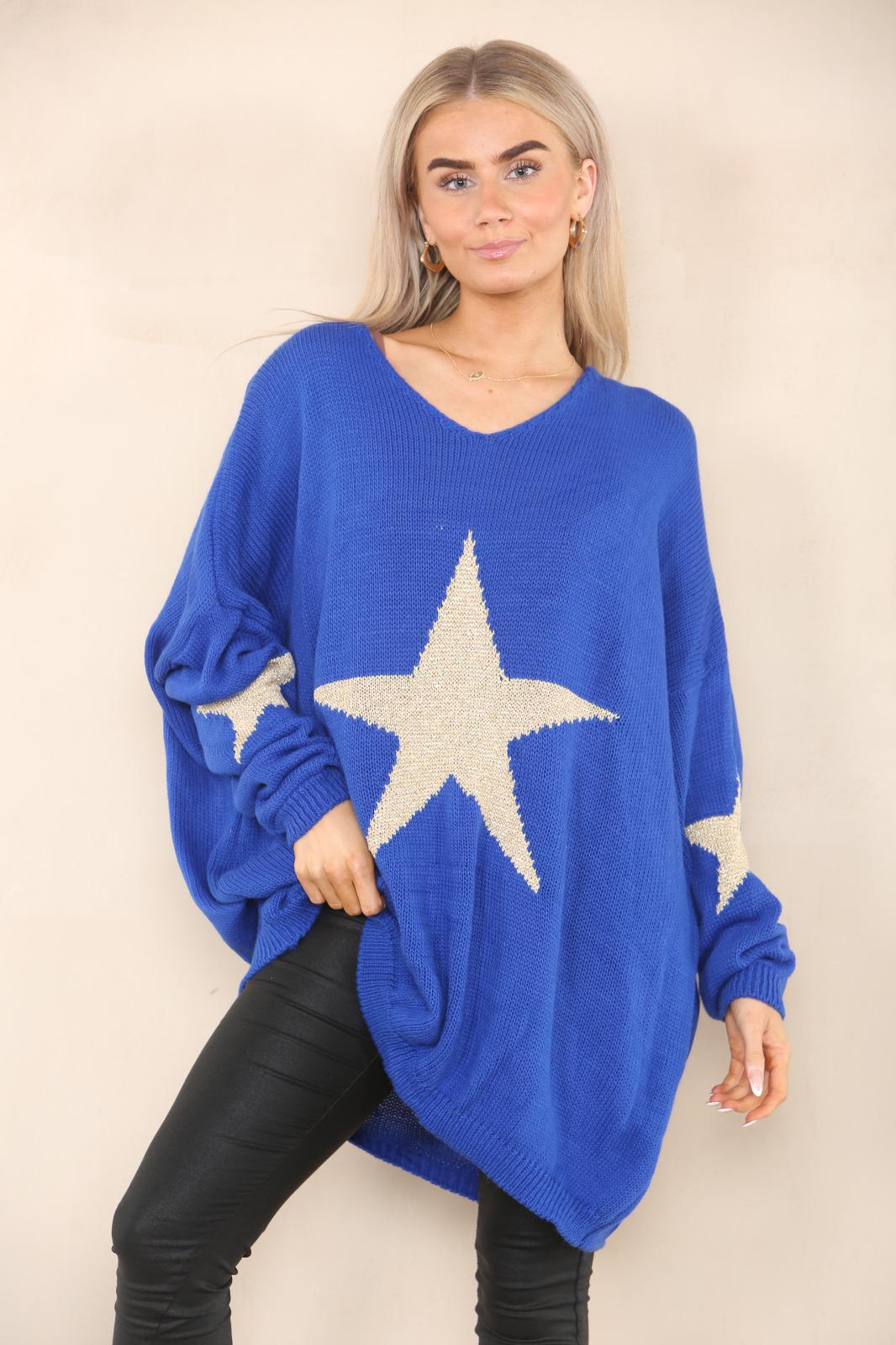Italian Star Print Baggy Jumper Top