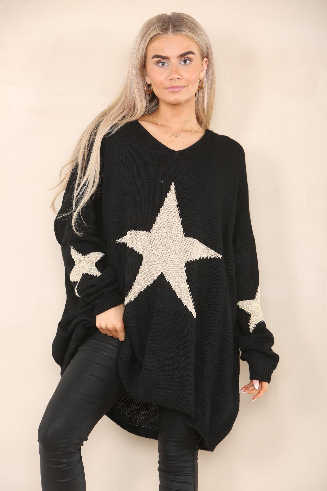 Italian Star Print Baggy Jumper Top