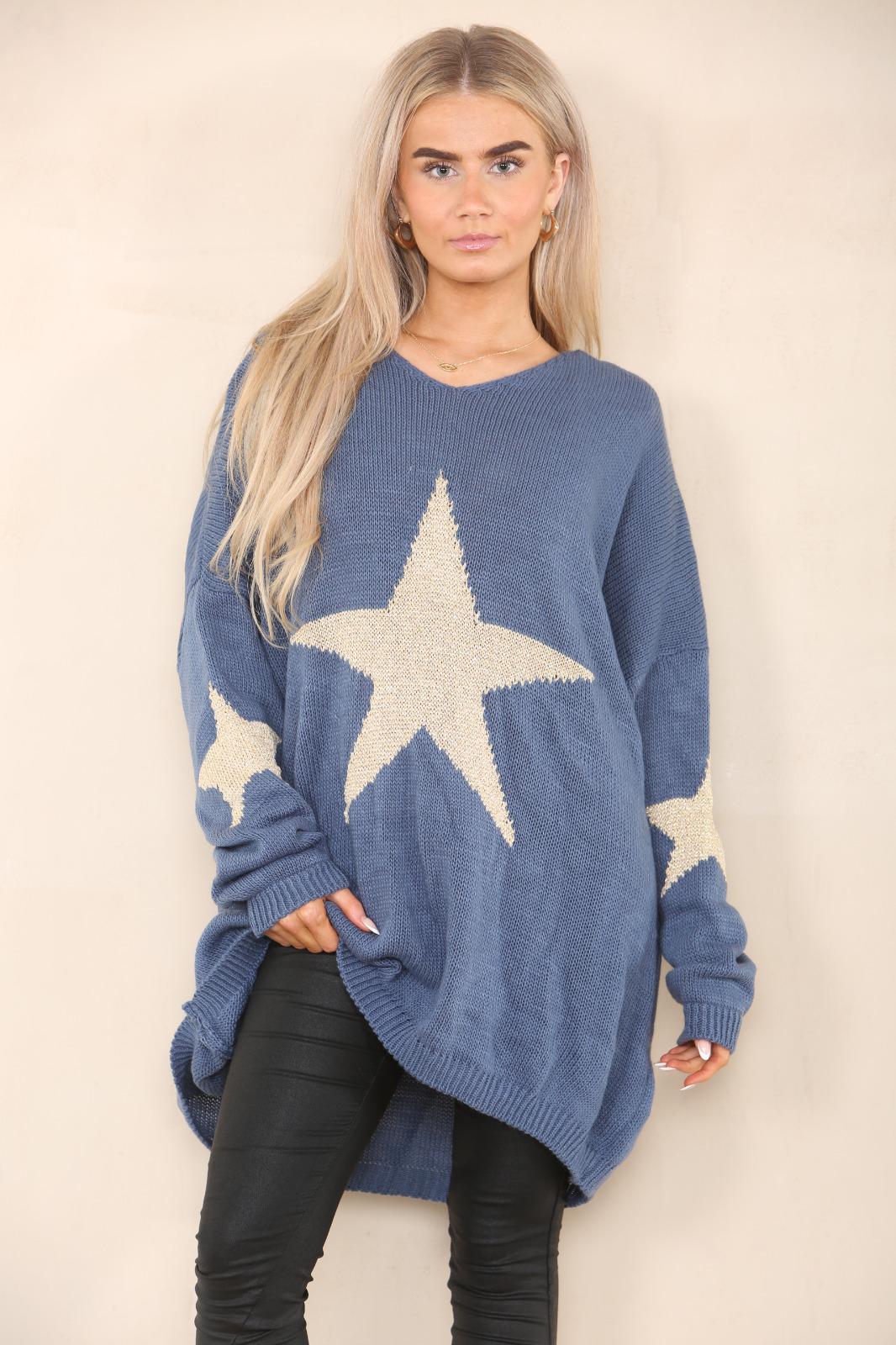 Italian Star Print Baggy Jumper Top