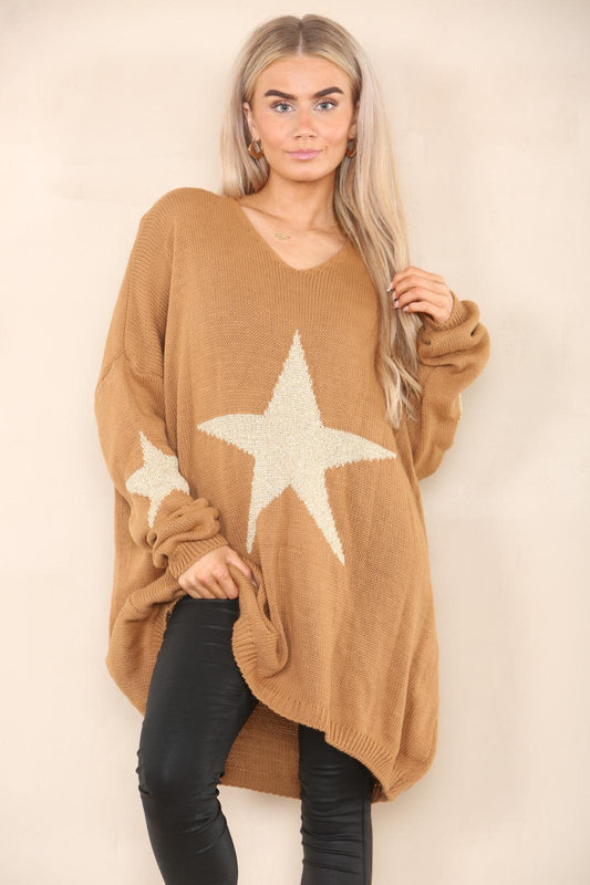 Italian Star Print Baggy Jumper Top