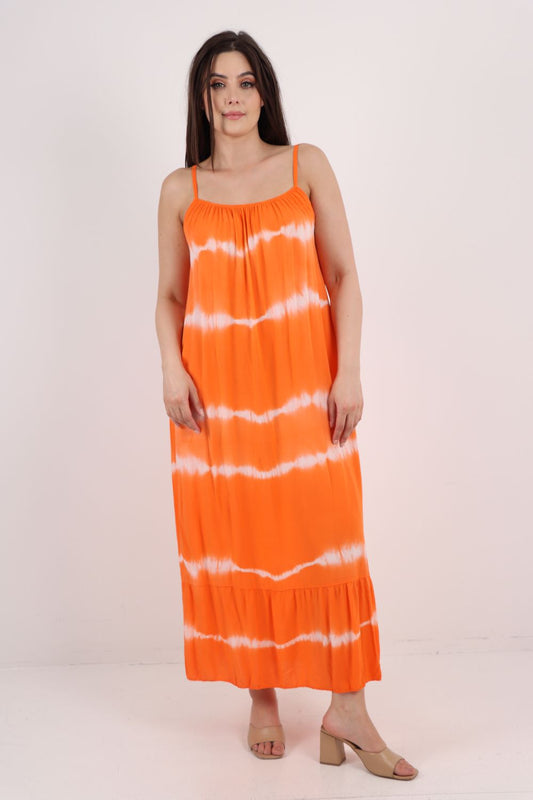 Italian Tie Dye Print Pocketed Sun Dress