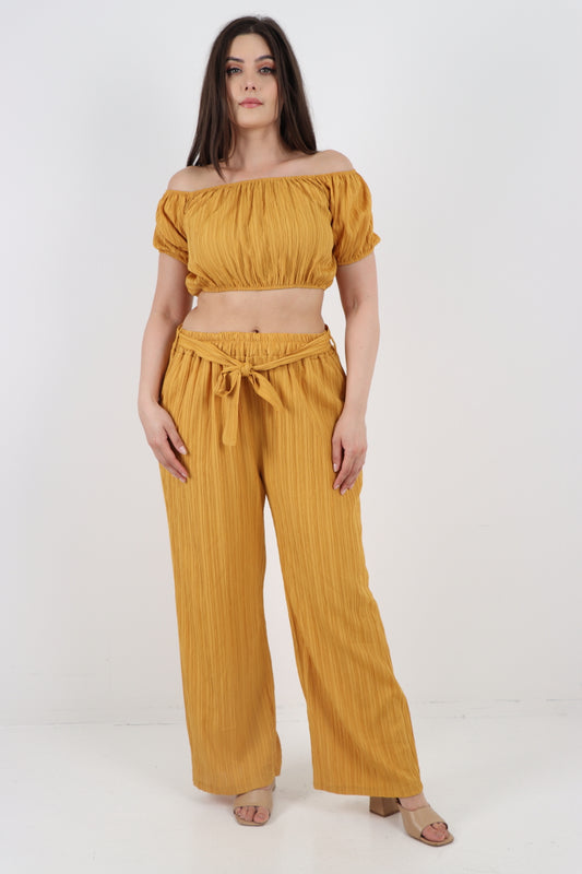 Italian Crop Top and Belted Trouser Co-ord Set