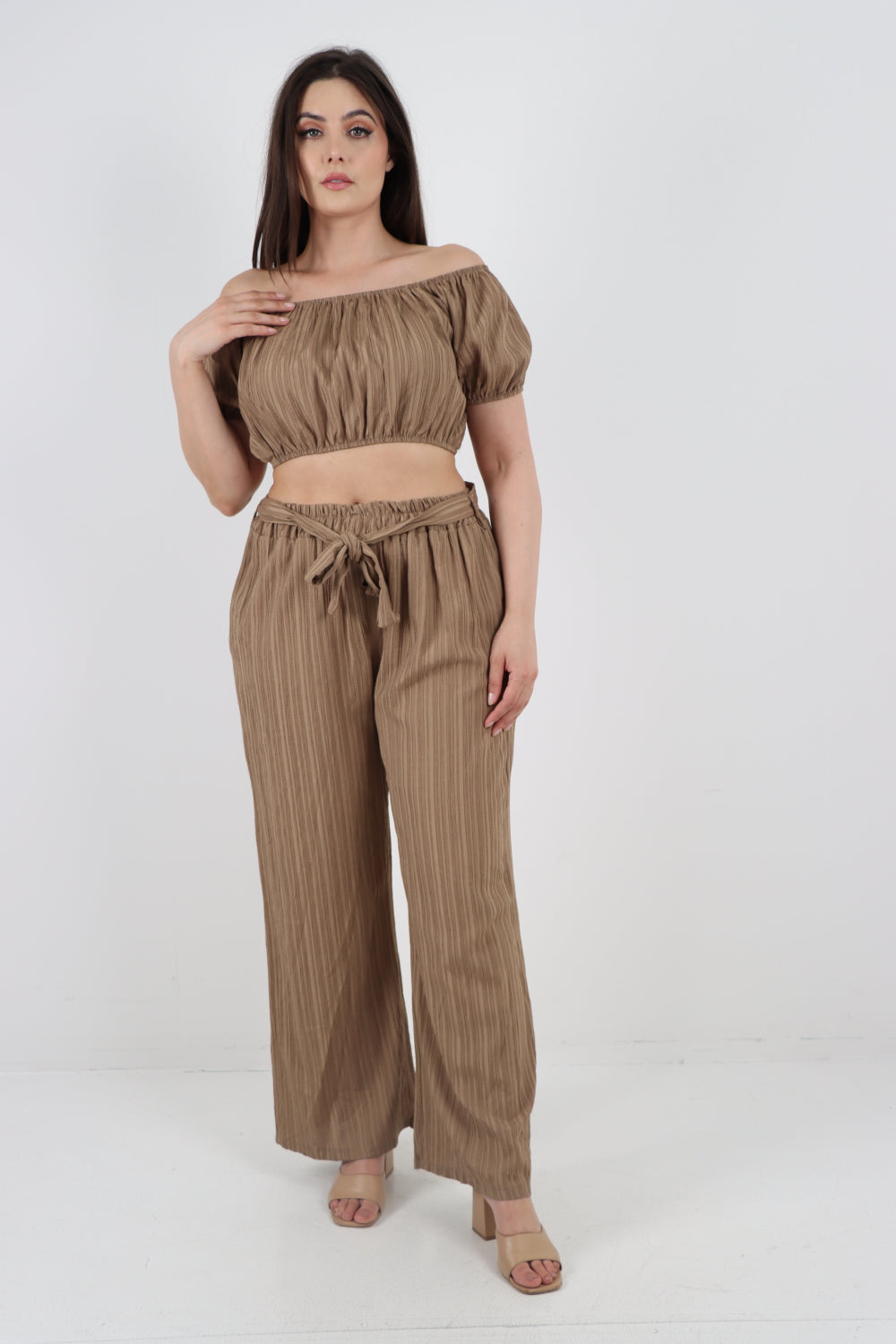 Italian Crop Top and Belted Trouser Co-ord Set