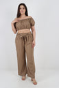 Italian Crop Top and Belted Trouser Co-ord Set