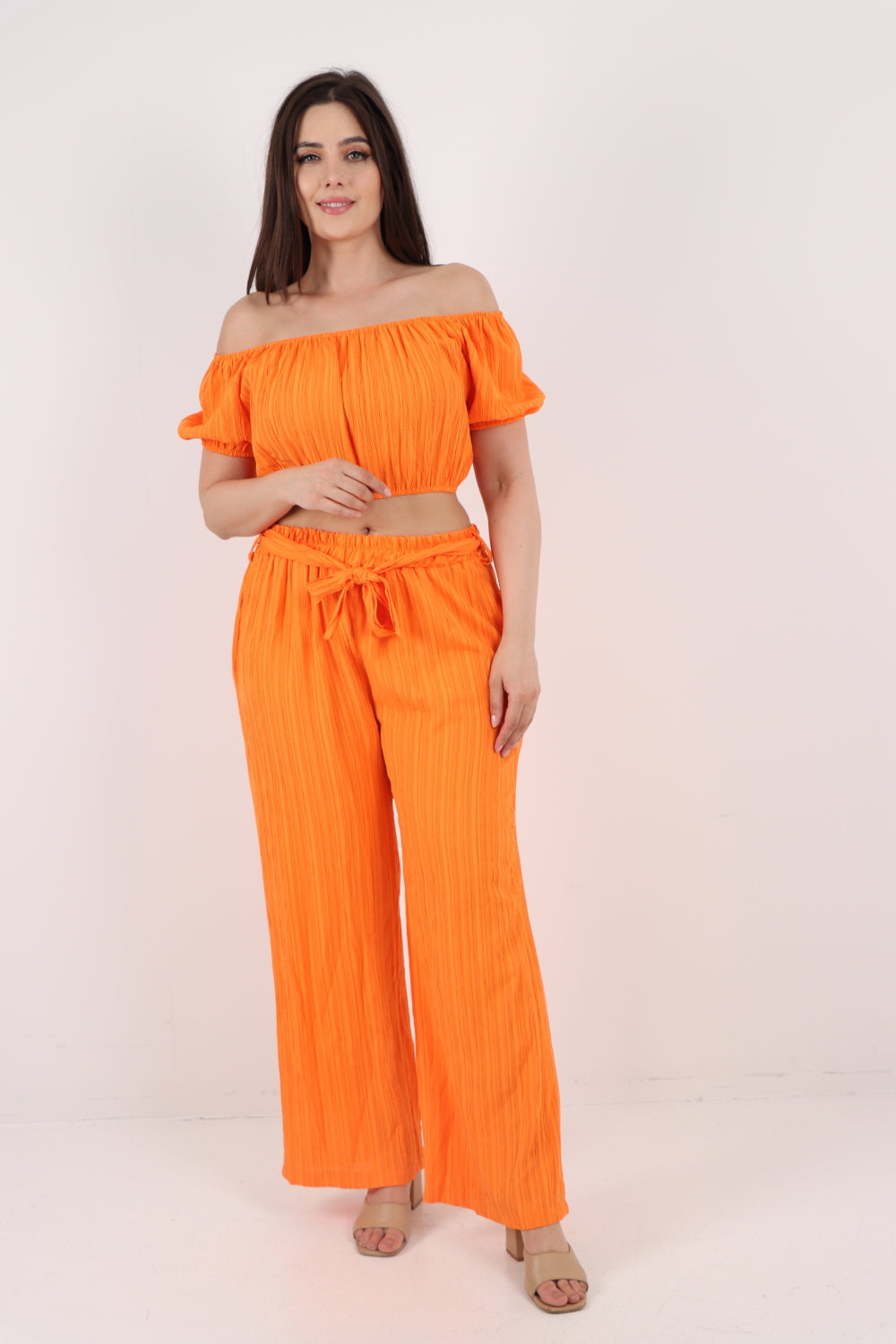 Italian Crop Top and Belted Trouser Co-ord Set