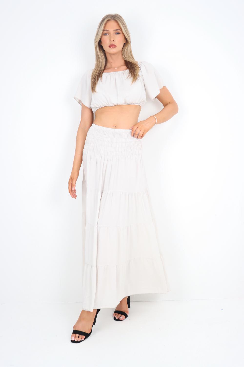 Italian Crop Top & Maxi Skirt Set