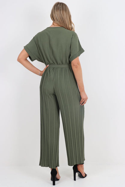 Italian Pleated Belted Jumpsuits