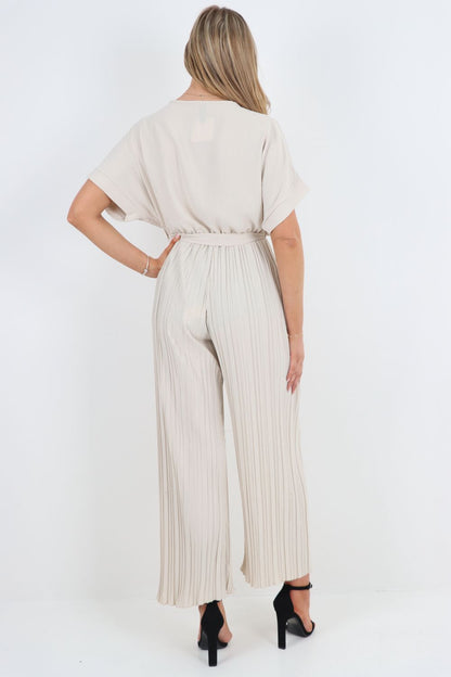 Italian Pleated Belted Jumpsuits