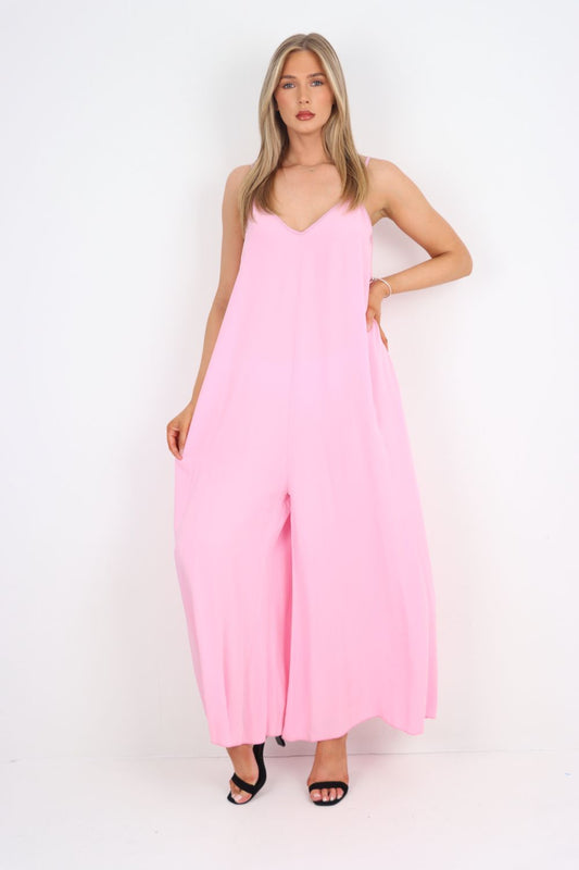 Italian Lurex Strap Pocketed Jumpsuits