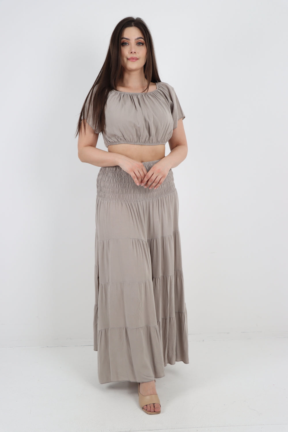Italian Crop Top & Maxi Skirt Set