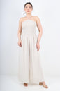 Italian Shirred Halter Neck Wide Leg Jumpsuits
