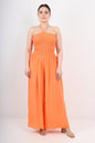 Italian Shirred Halter Neck Wide Leg Jumpsuits