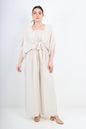 Italian Shirred Halter Neck Wide Leg Jumpsuits & Tie Front Shrug