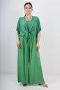 Italian Shirred Halter Neck Wide Leg Jumpsuits & Tie Front Shrug