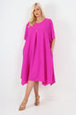 Italian Button Detail Short Sleeve Side Pocketed Midi Dress