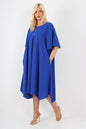 Italian Button Detail Short Sleeve Side Pocketed Midi Dress