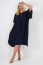 Italian Button Detail Short Sleeve Side Pocketed Midi Dress
