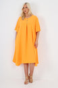 Italian Button Detail Short Sleeve Side Pocketed Midi Dress