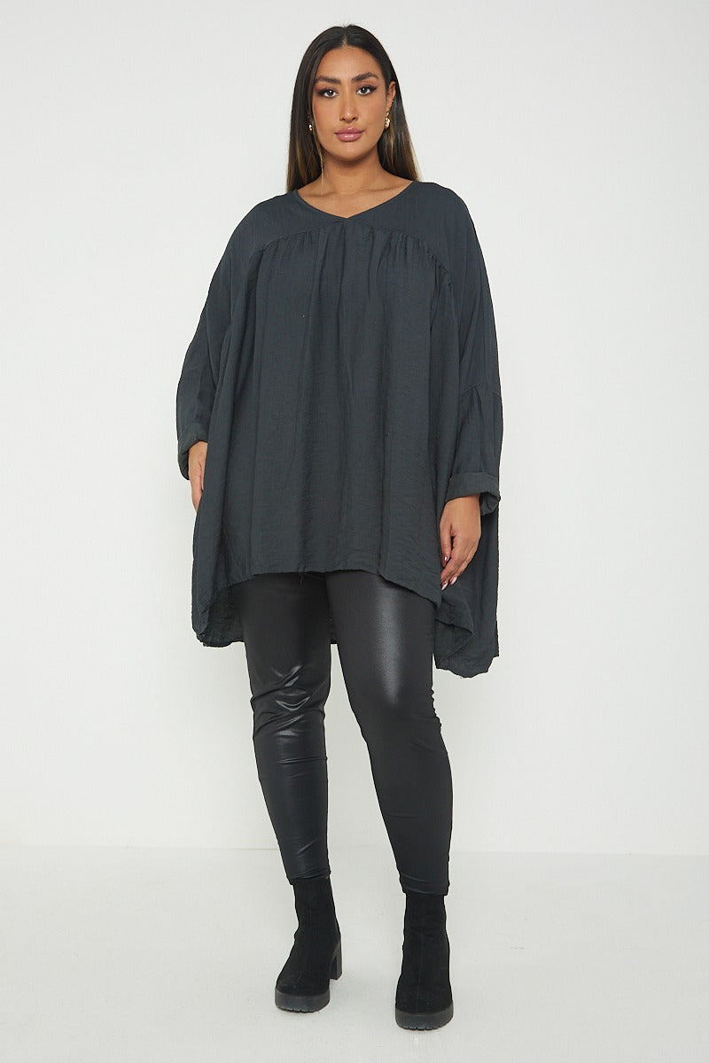 ITALIAN V NECK LONG SLEEVE TUNIC TOP