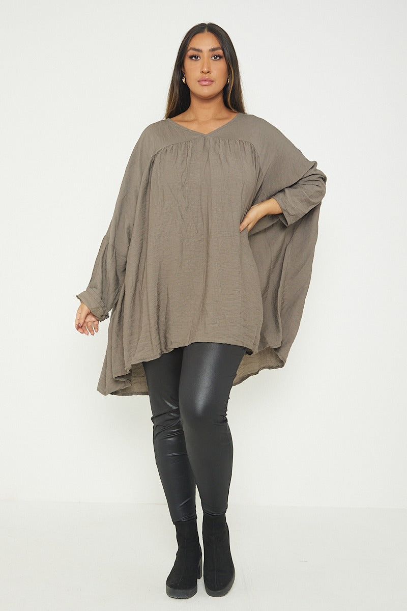ITALIAN V NECK LONG SLEEVE TUNIC TOP