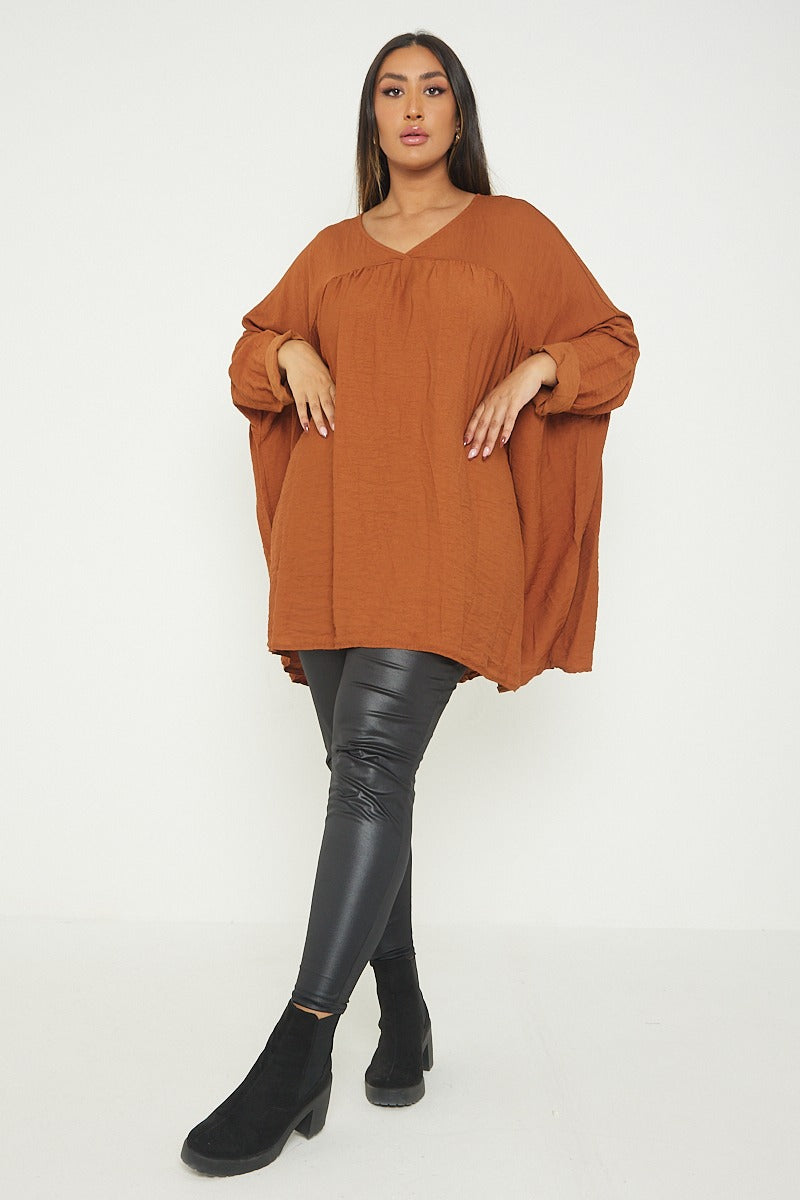 ITALIAN V NECK LONG SLEEVE TUNIC TOP