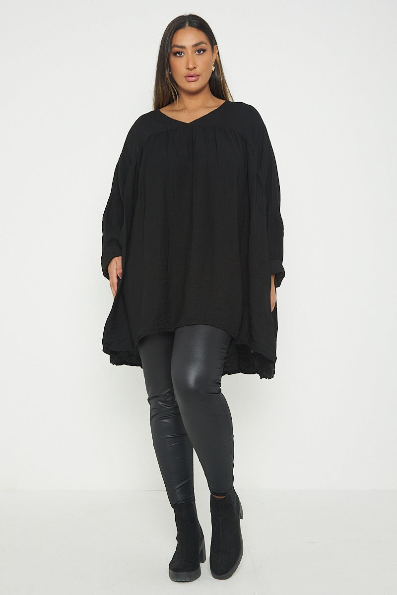 ITALIAN V NECK LONG SLEEVE TUNIC TOP