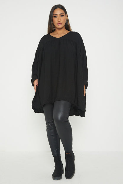 ITALIAN V NECK LONG SLEEVE TUNIC TOP