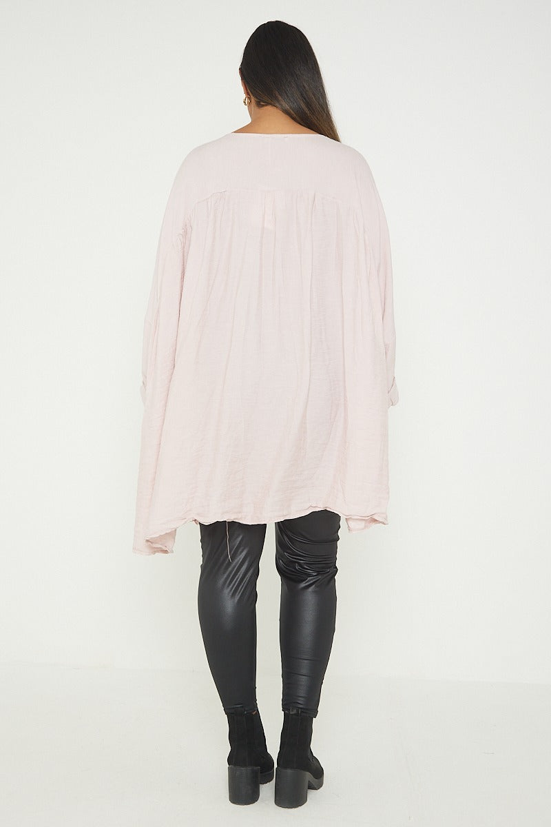 ITALIAN V NECK LONG SLEEVE TUNIC TOP