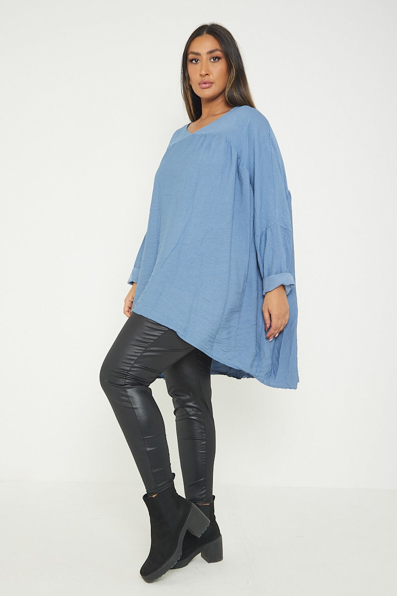 ITALIAN V NECK LONG SLEEVE TUNIC TOP
