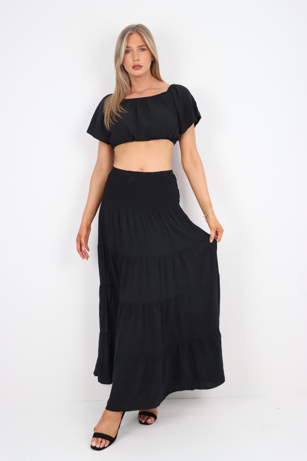 Italian Crop Top & Maxi Skirt Set