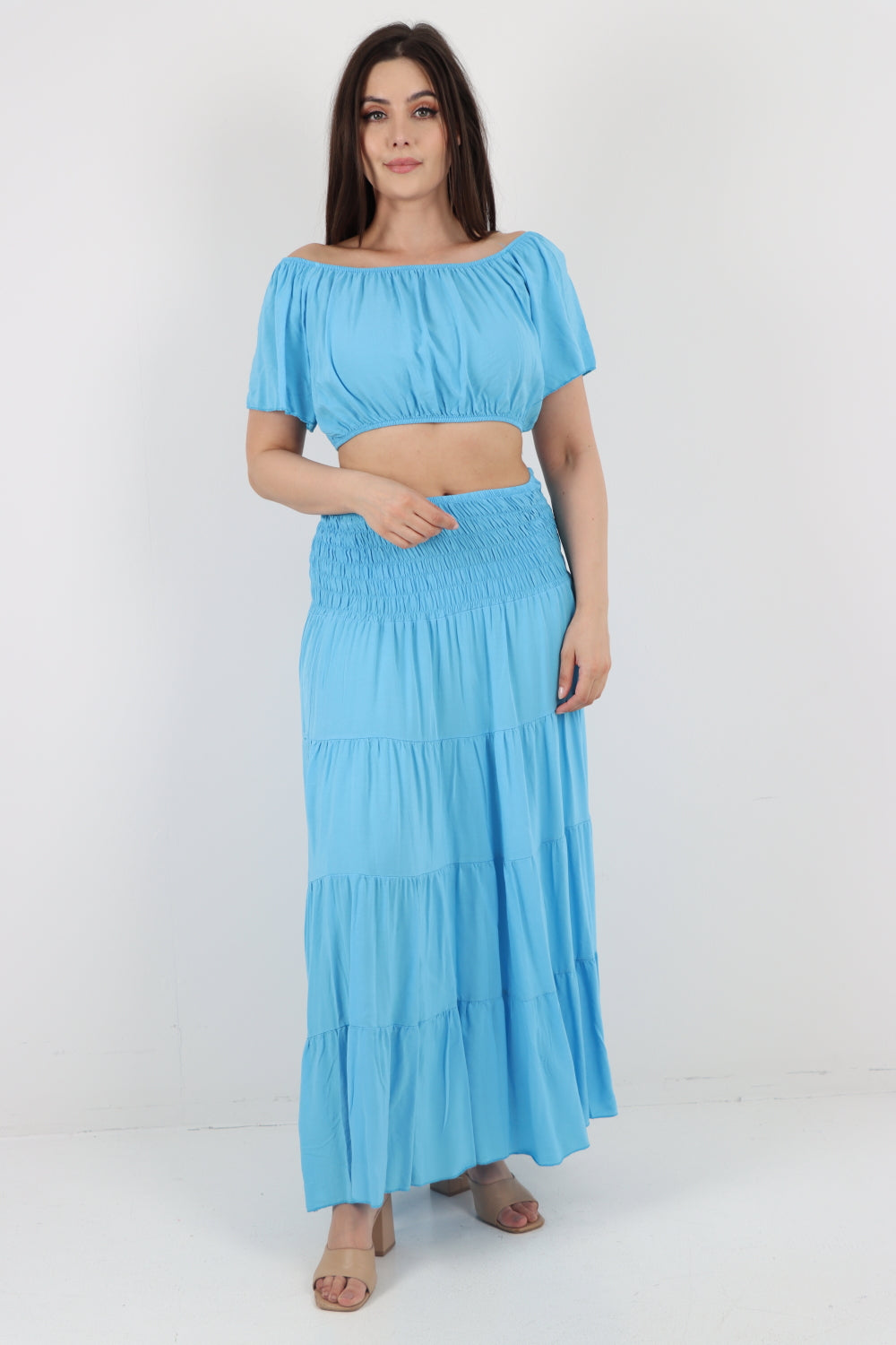 Italian Crop Top & Maxi Skirt Set